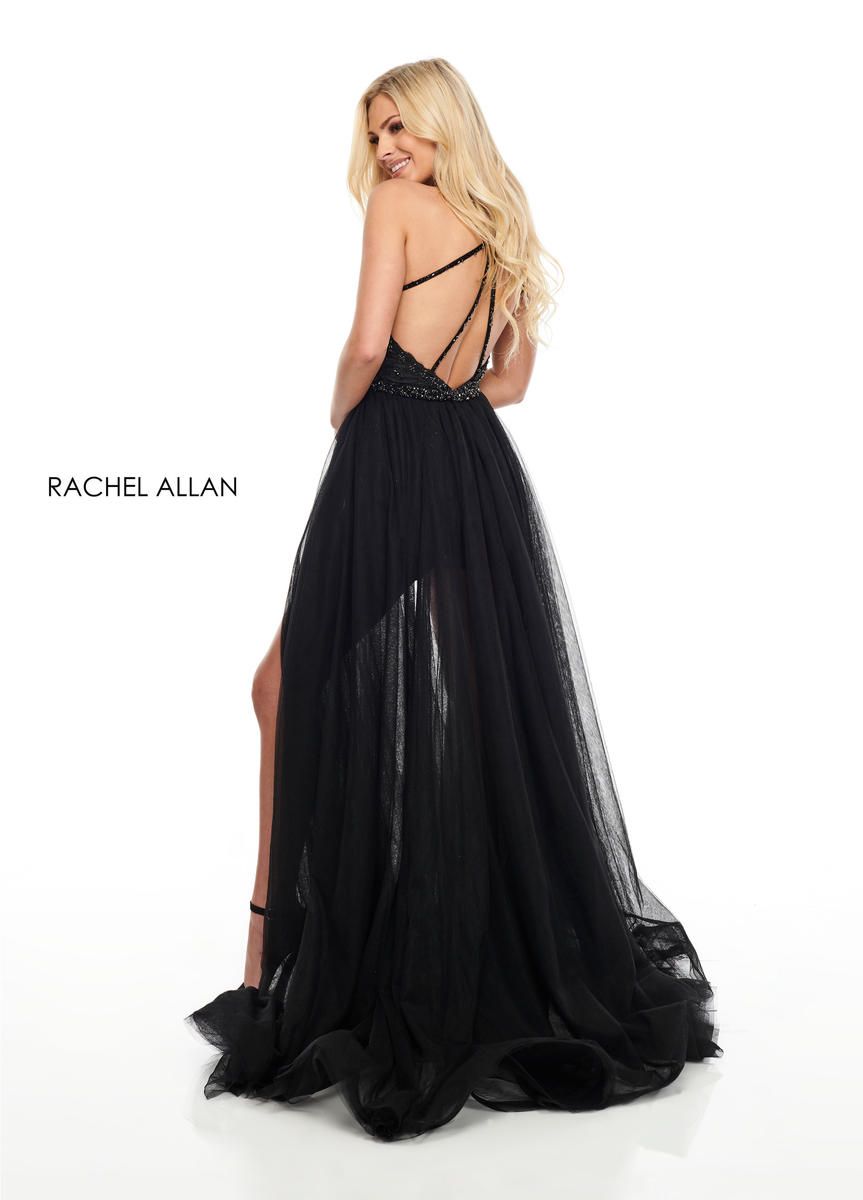 Style 7070 Rachel Allan Size 4 Prom Halter Black Formal Jumpsuit on Queenly