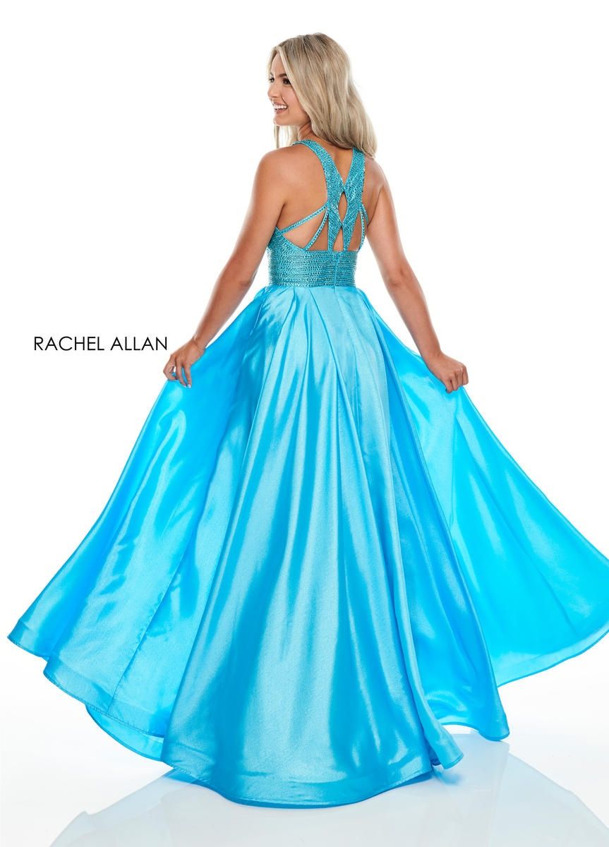 Style 7116 Rachel Allan Size 6 Prom Sequined Blue Ball Gown on Queenly