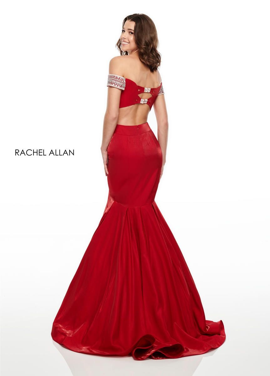 Style 7016 Rachel Allan Size 10 Prom Satin Blue Mermaid Dress on Queenly