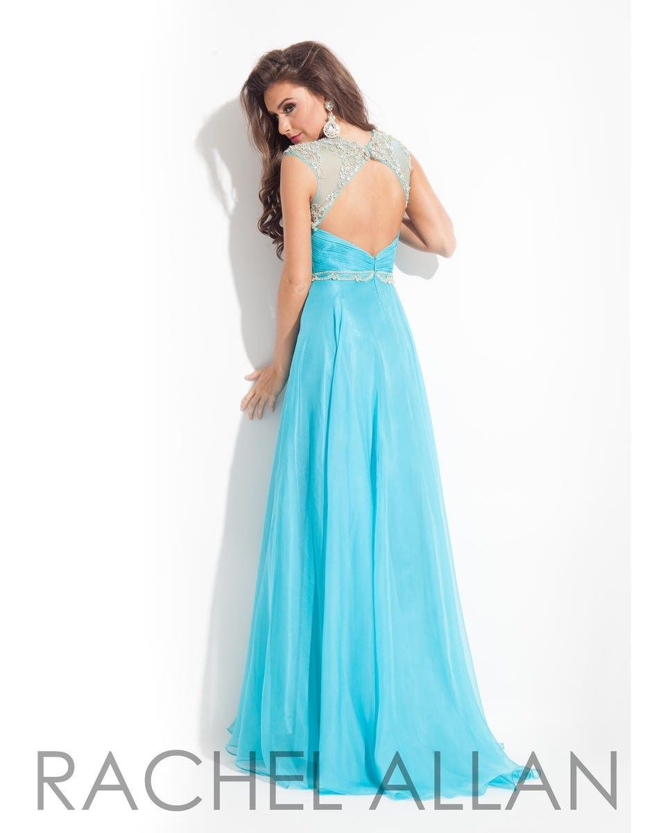Style 6816 Rachel Allan Size 00 Prom Sequined Light Blue A-line Dress on Queenly