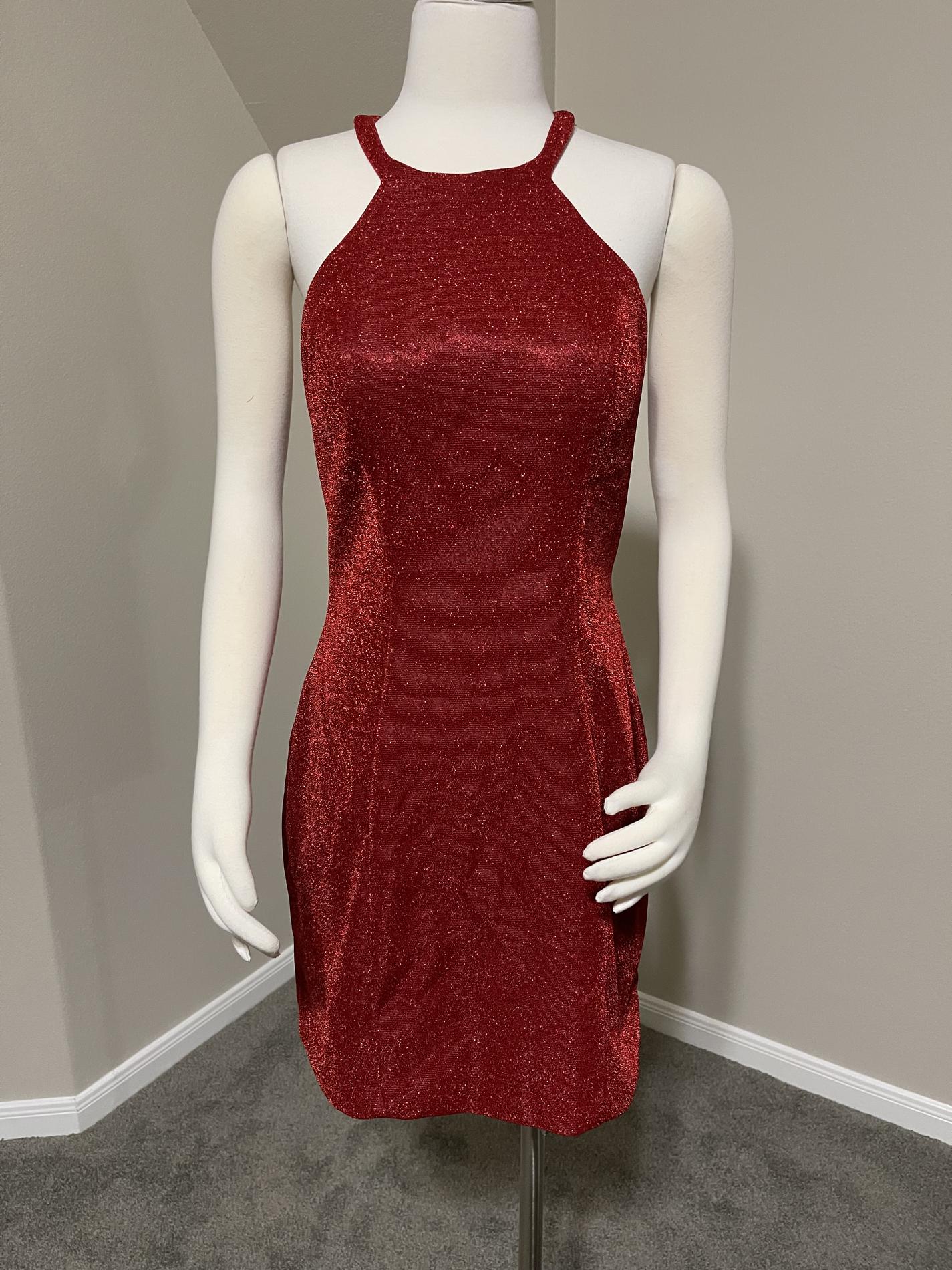 Ava Presley Size 10 Homecoming High Neck Red Cocktail Dress on Queenly