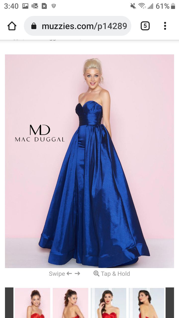 MAC DUGGAL  Royal Blue Size 0 Pageant Strapless Bustier Prom A-line Dress on Queenly