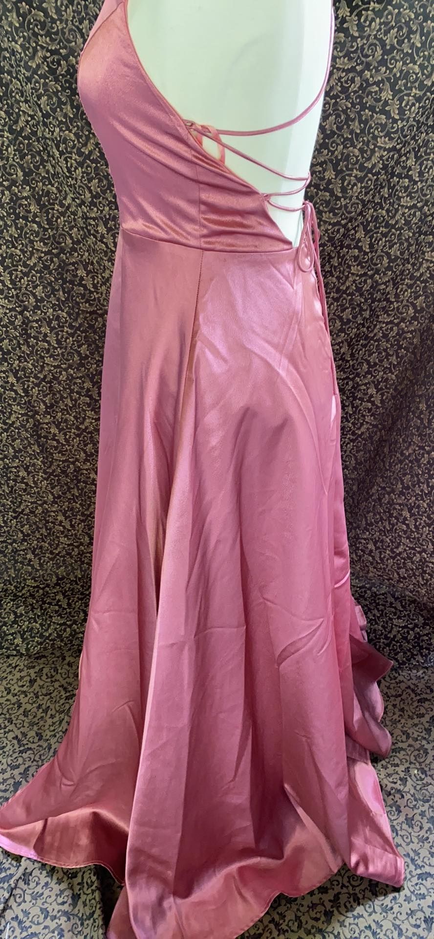 Size 12 Bridesmaid Satin Hot Pink A-line Dress on Queenly