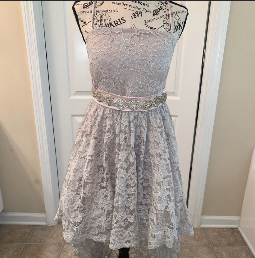 Sequin Hearts Size 8 Homecoming Lace Rose Gold Dress With Train on Queenly