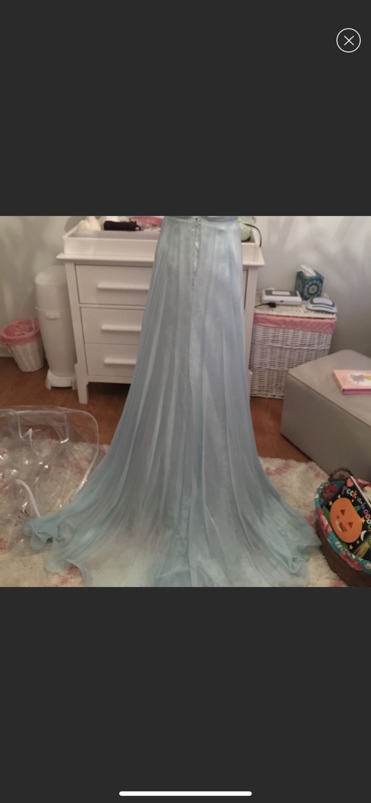 Macduggal couture Light Blue Size 4 Strapless Overskirt A-line Dress on Queenly