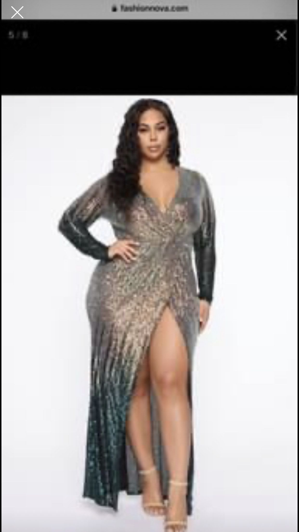 Fashion Nova Plus Size 20 Prom Plunge Sequined Multicolor Side Slit Dress on Queenly