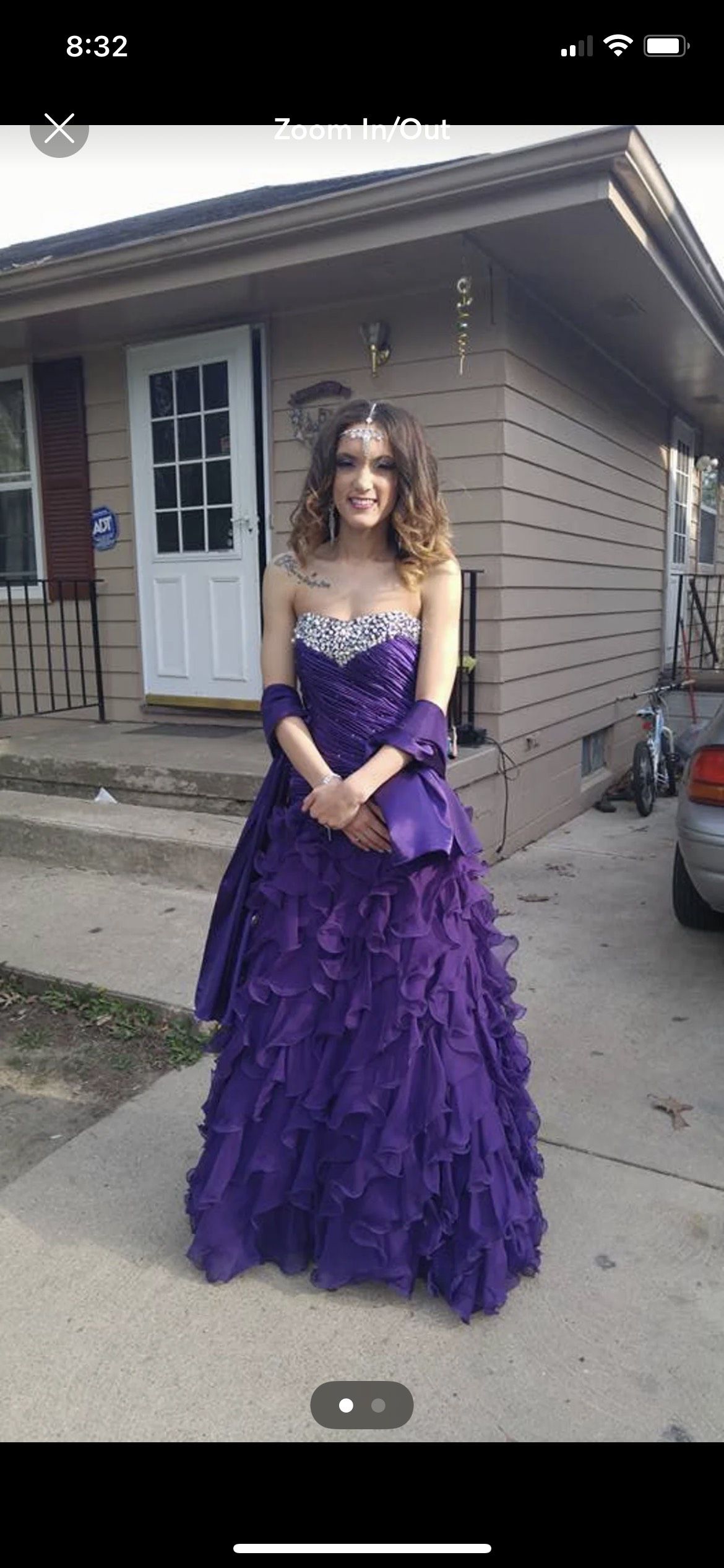 Size 2 Prom Strapless Satin Purple Ball Gown on Queenly