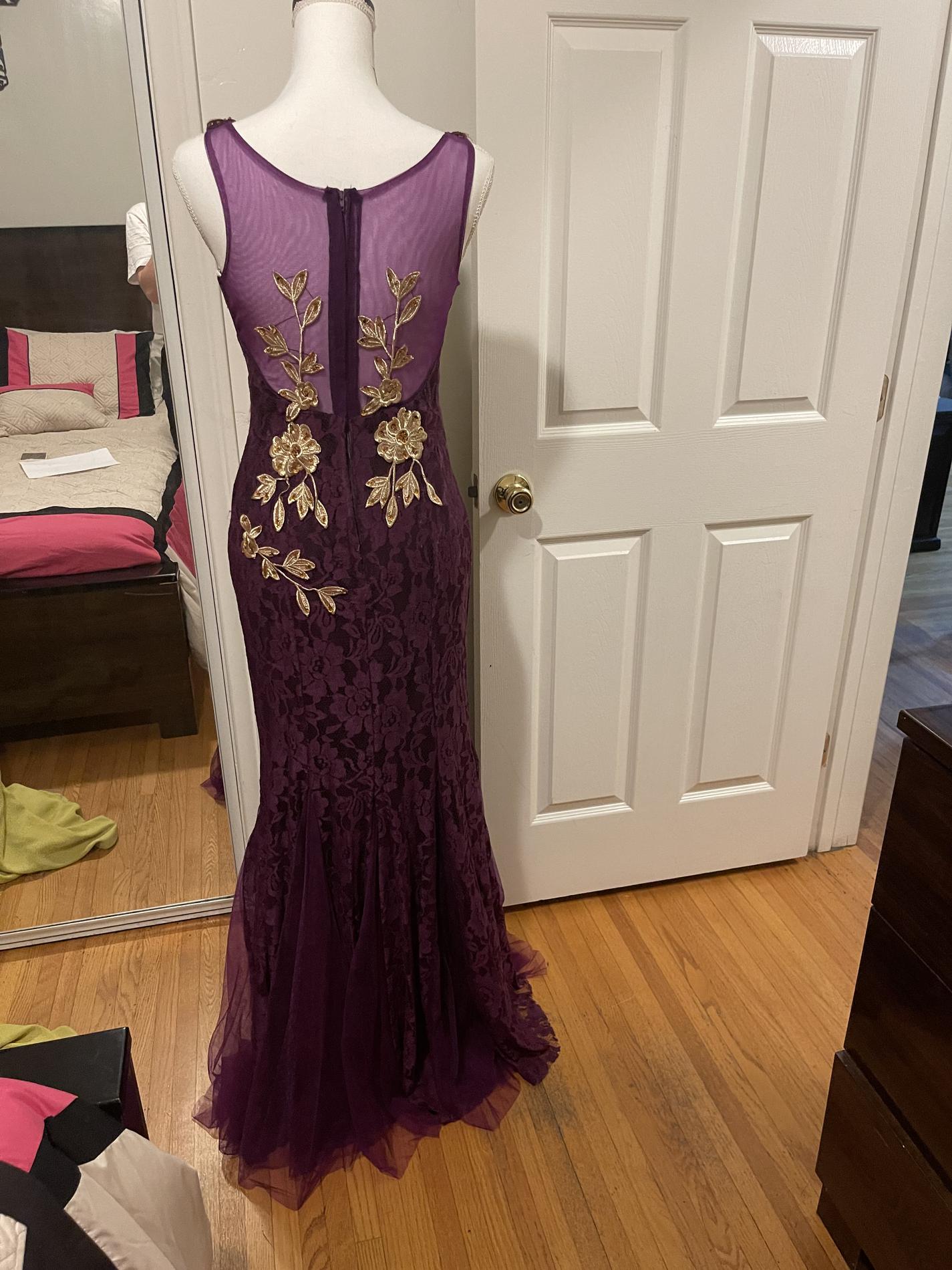 Size 2 Prom Lace Purple Mermaid Dress on Queenly