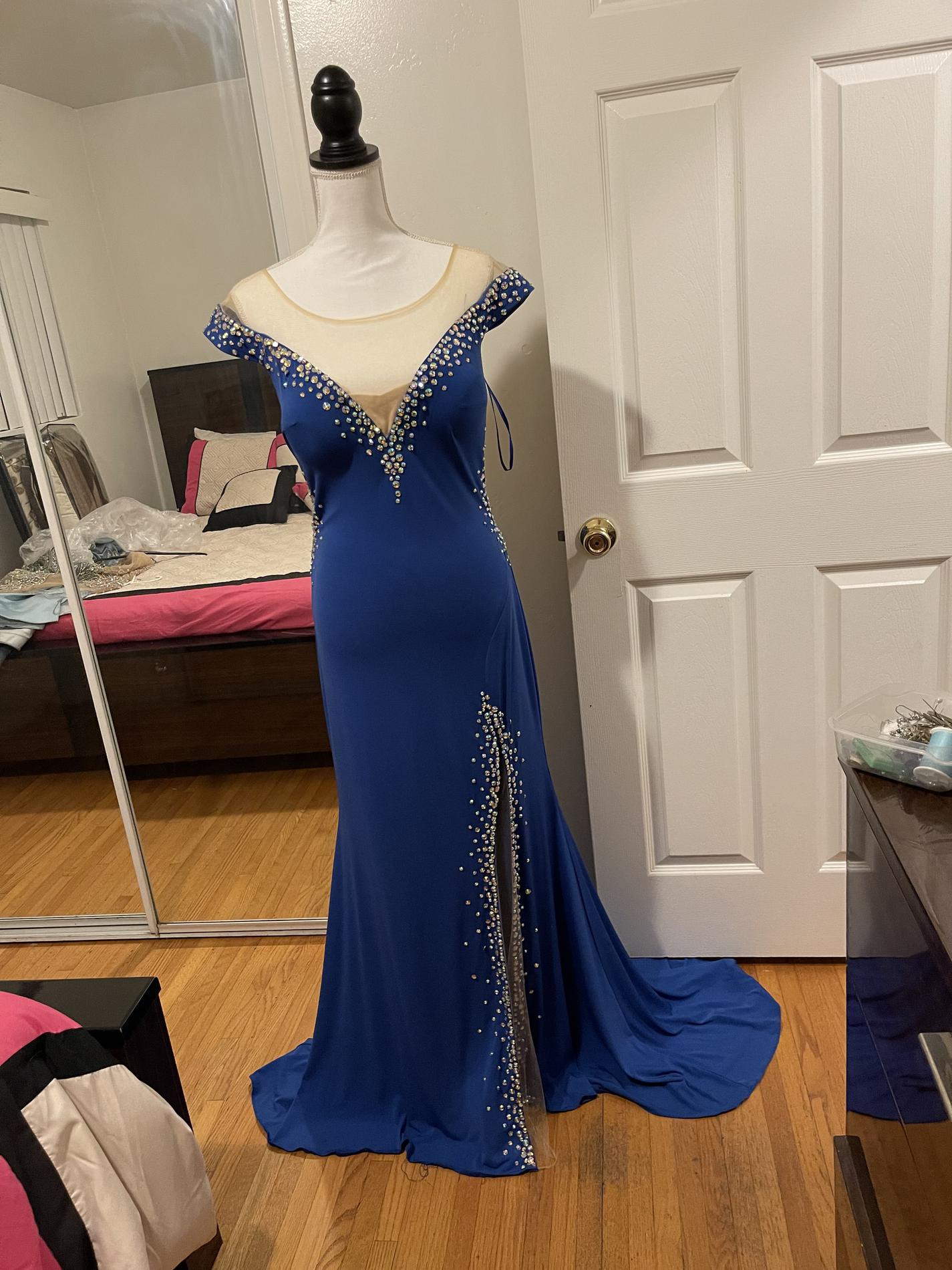 Plus Size 16 Off The Shoulder Royal Blue Mermaid Dress on Queenly