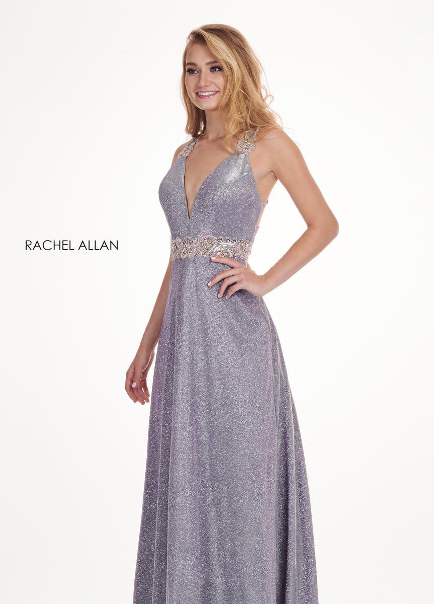 Style 6547 Rachel Allan Plus Size 18 Prom Silver A-line Dress on Queenly