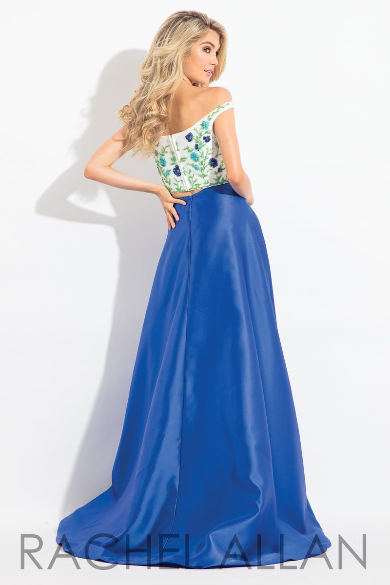 Style 6081 Rachel Allan Size 6 Prom Satin Blue Ball Gown on Queenly