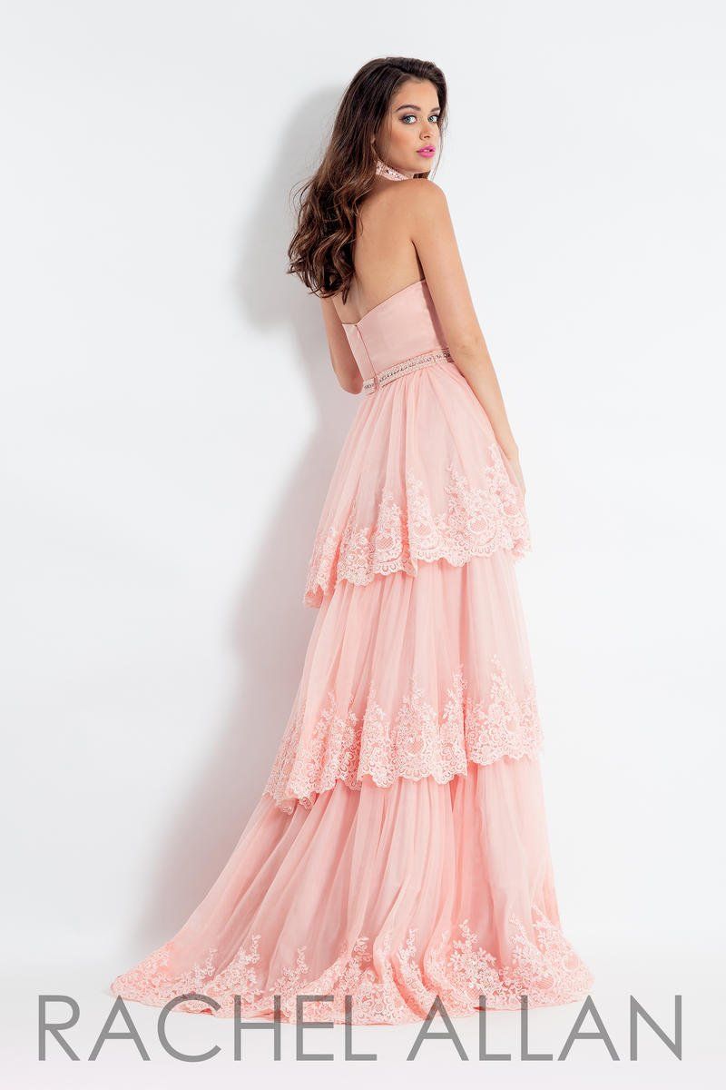 Style 6029 Rachel Allan Size 4 Bridesmaid Strapless Lace Light Pink Ball Gown on Queenly