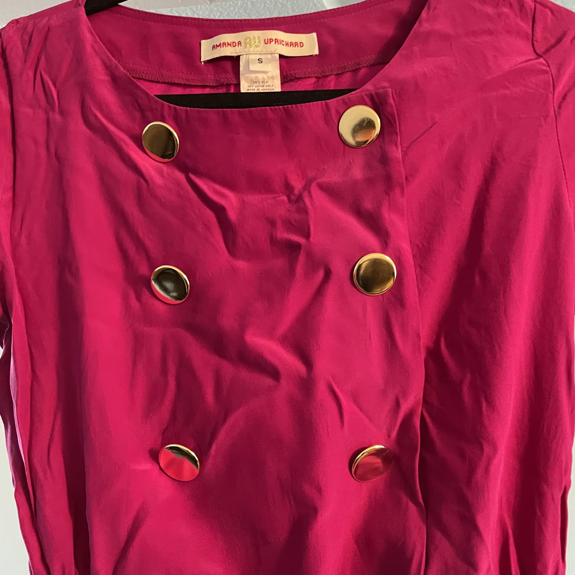 Amanda uprichard Size 4 Cap Sleeve Satin Hot Pink A-line Dress on Queenly