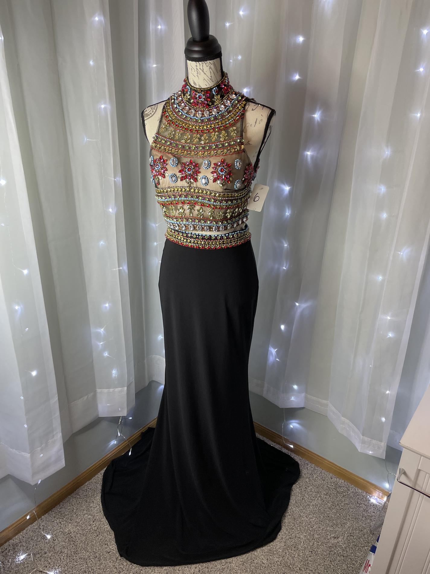 Panoply Size 6 Prom High Neck Sheer Black Floor Length Maxi on Queenly
