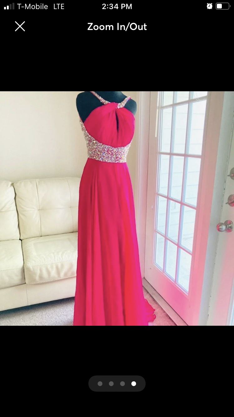Mac Duggal Size 2 Prom Halter Sequined Hot Pink Floor Length Maxi on Queenly