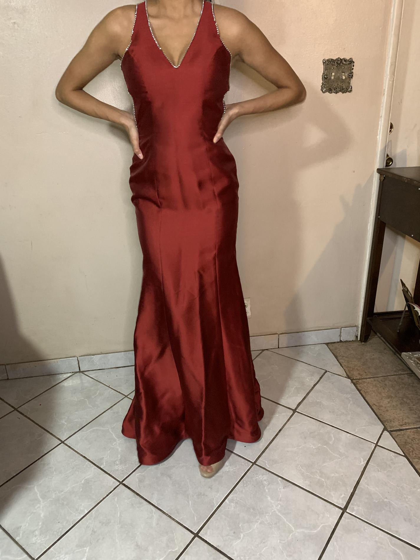 Camille La Vie Size 4 Prom Burgundy Red A-line Dress on Queenly
