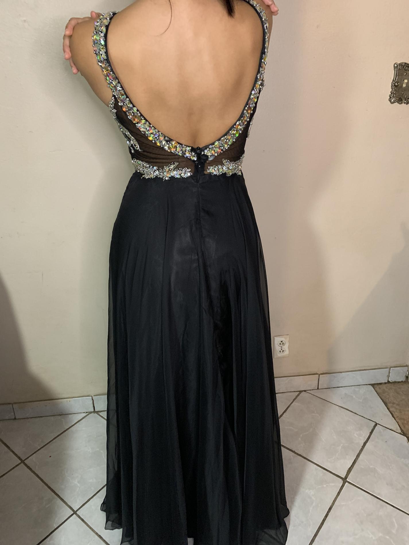 Size 4 Prom Sheer Black A-line Dress on Queenly