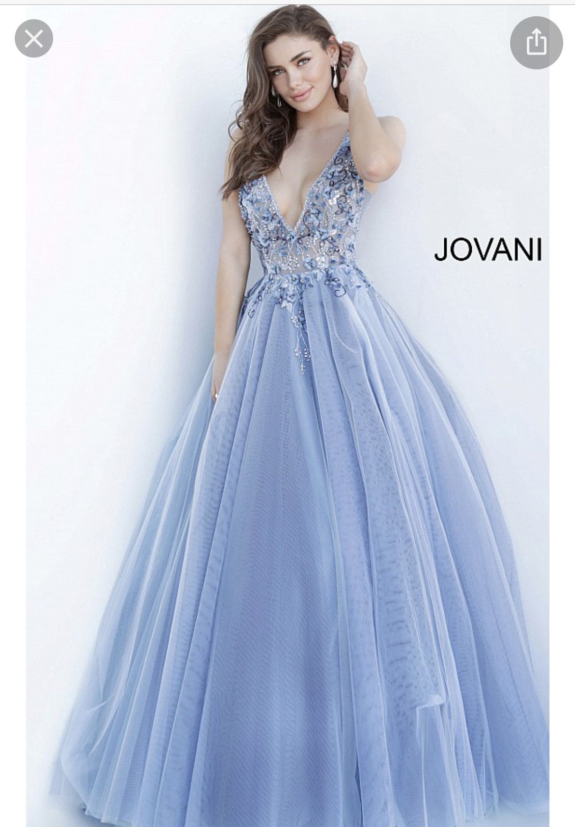 Jovani Size 8 Prom Lace Light Blue Ball Gown on Queenly