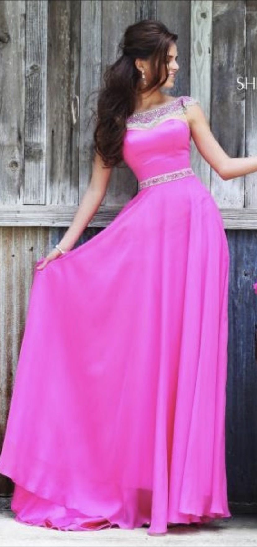 Sherri Hill Size 4 Prom Cap Sleeve Sequined Hot Pink A-line Dress on Queenly