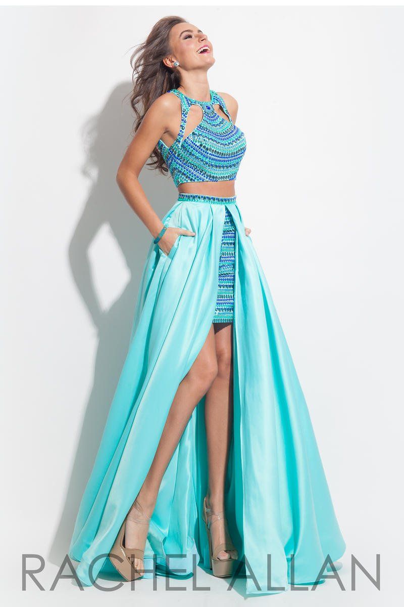 Style 7074RA Rachel Allan Size 2 Pageant Satin Turquoise Blue Cocktail Dress on Queenly