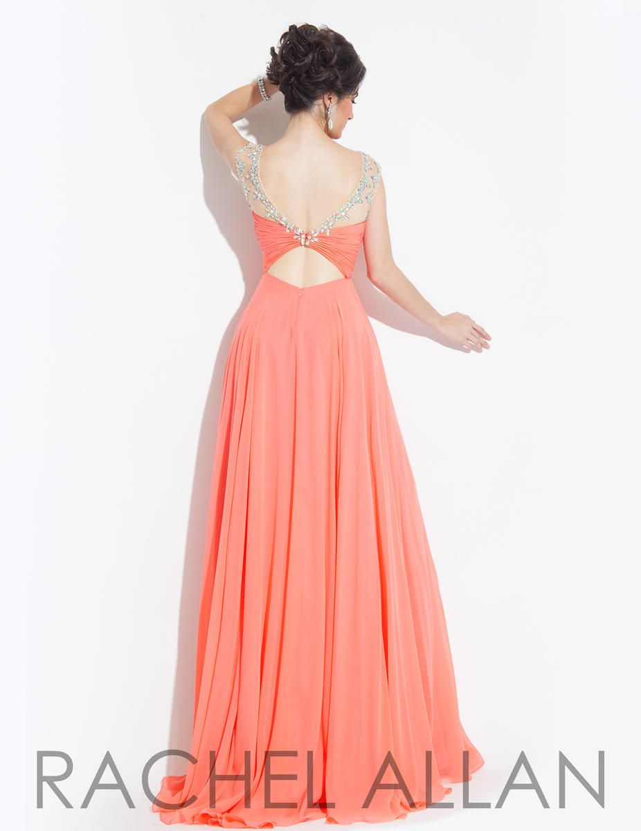 Style 6903 Rachel Allan Orange Size 10 Pageant Tall Height Sheer Prom A-line Dress on Queenly