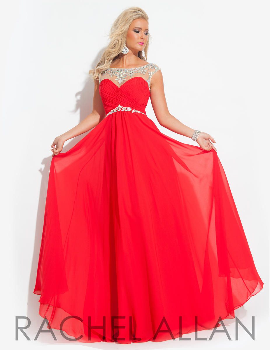 Style 6903 Rachel Allan Size 6 Prom Cap Sleeve Sequined Red A-line Dress on Queenly