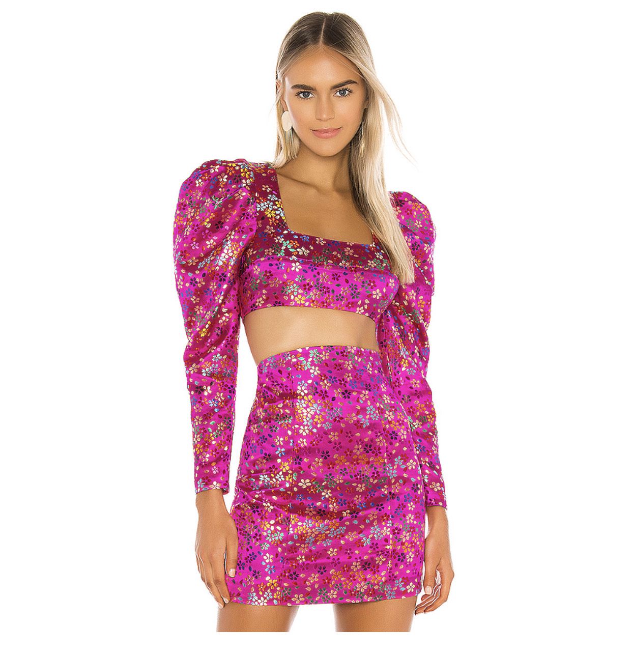 Camila Coelho - Revolve Size 0 Homecoming Long Sleeve Floral Hot Pink Cocktail Dress on Queenly