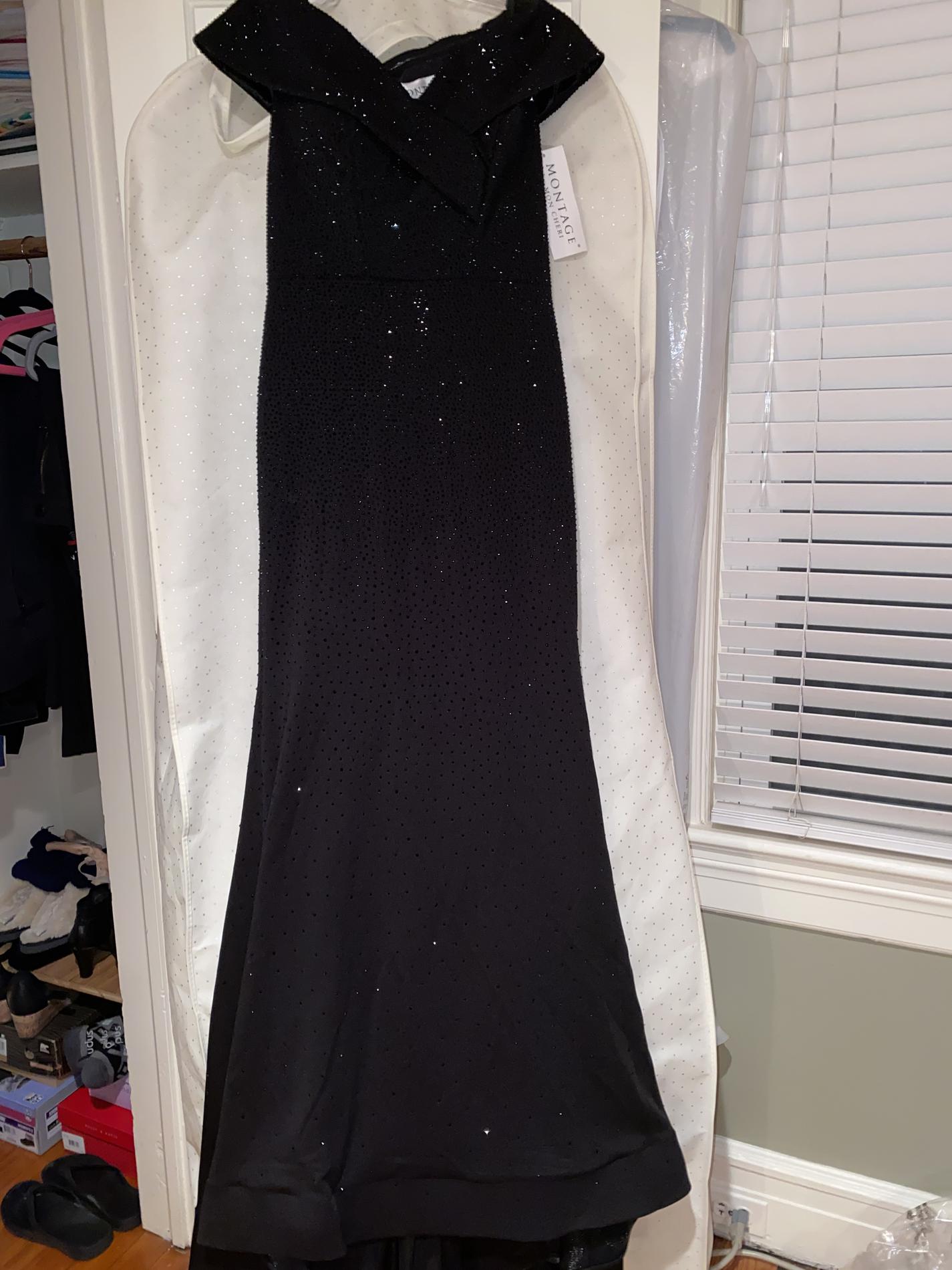 Mon Cheri Size 8 Prom Off The Shoulder Black Floor Length Maxi on Queenly