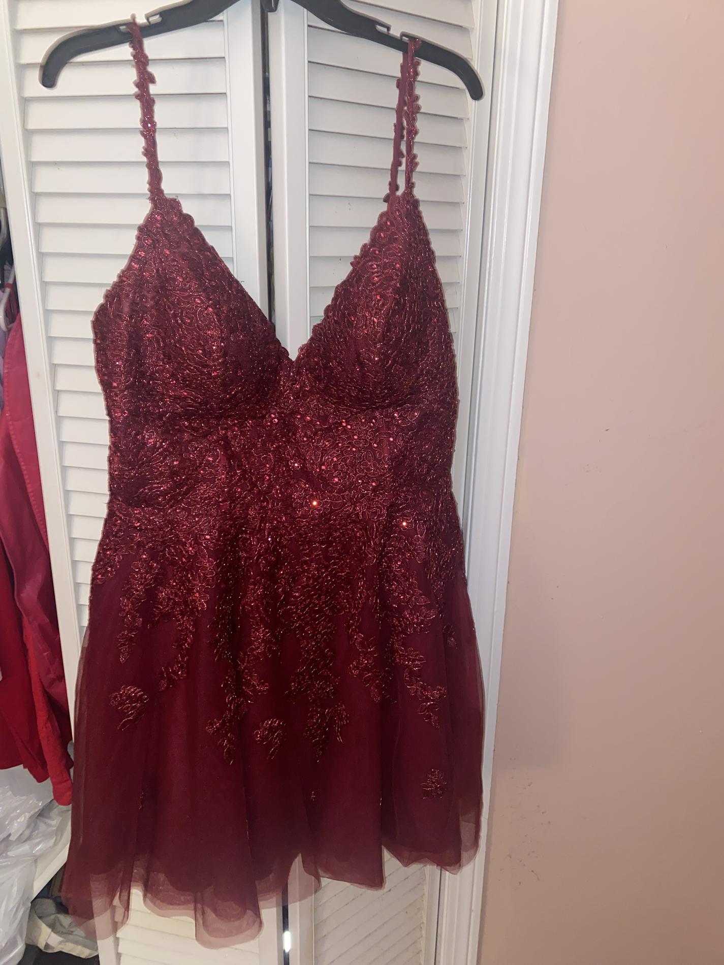 Sherri Hill Red Size 18 Burgundy Homecoming Cocktail Dress on Queenly