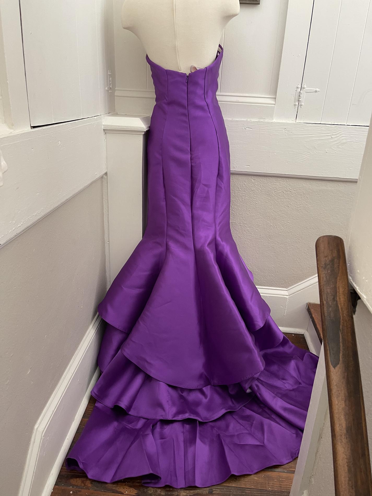 Size 4 Prom Strapless Purple Dress With Train on Queenly