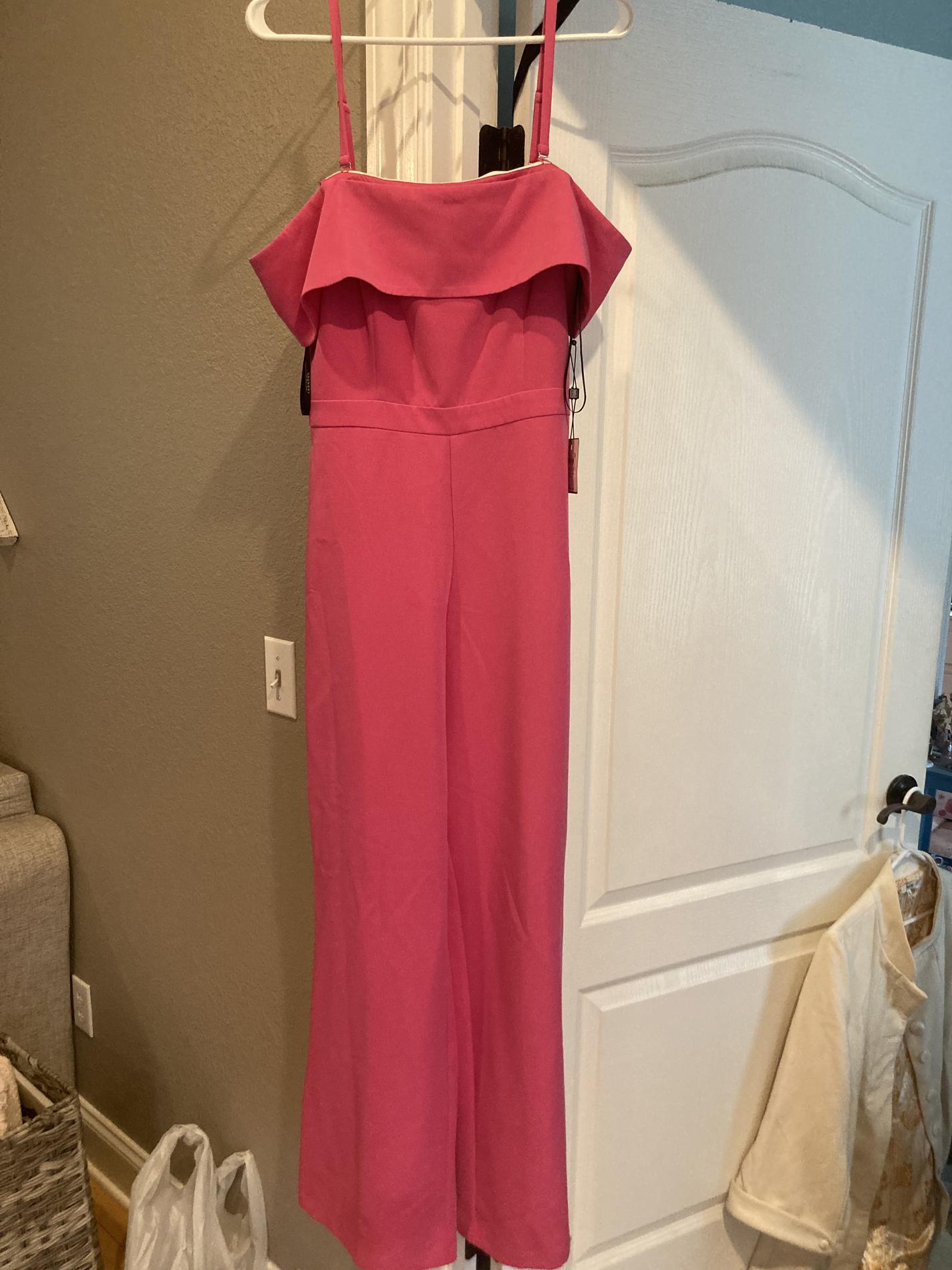 Size 8 Homecoming Strapless Pink Formal Jumpsuit on Queenly