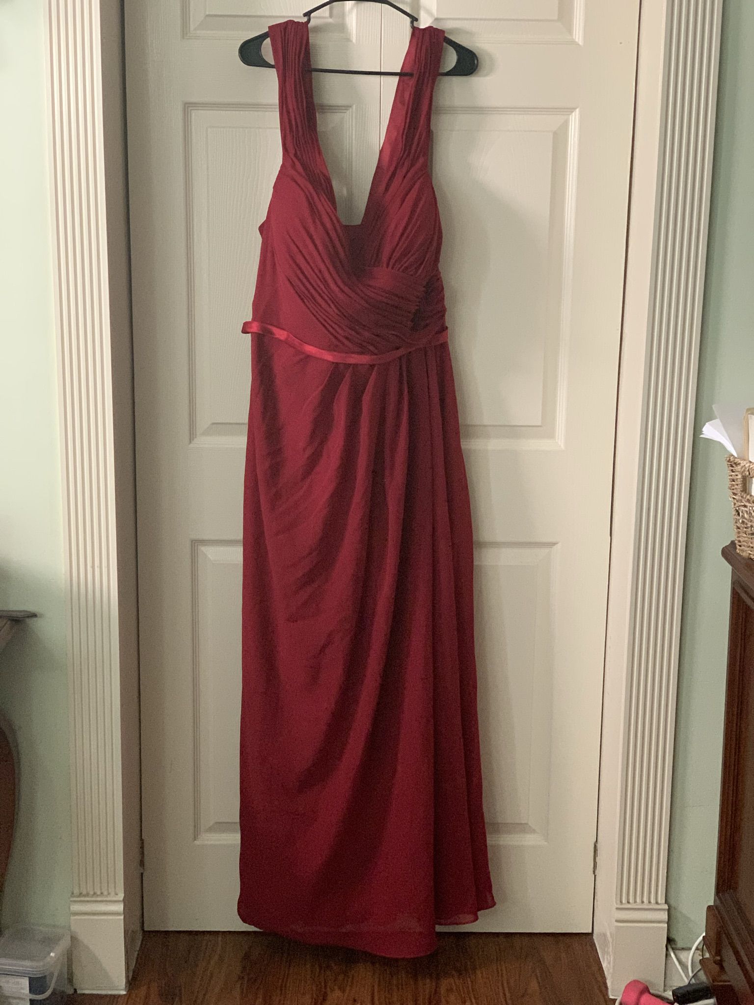 Plus Size 28 Bridesmaid Satin Red Cocktail Dress on Queenly
