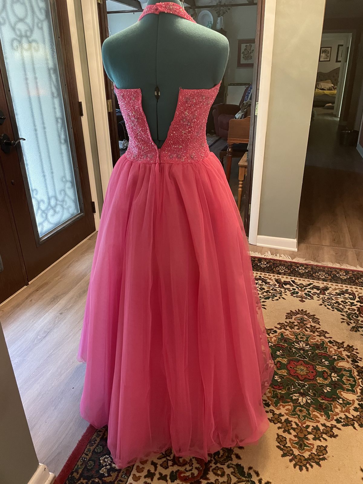 Alyce Size 4 Prom Halter Hot Pink Ball Gown on Queenly