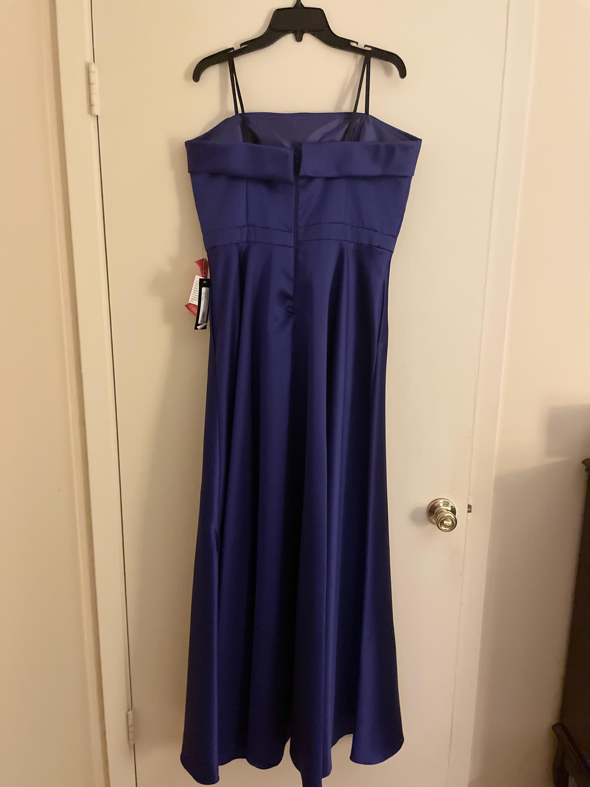 Size 14 Strapless Satin Purple Ball Gown on Queenly