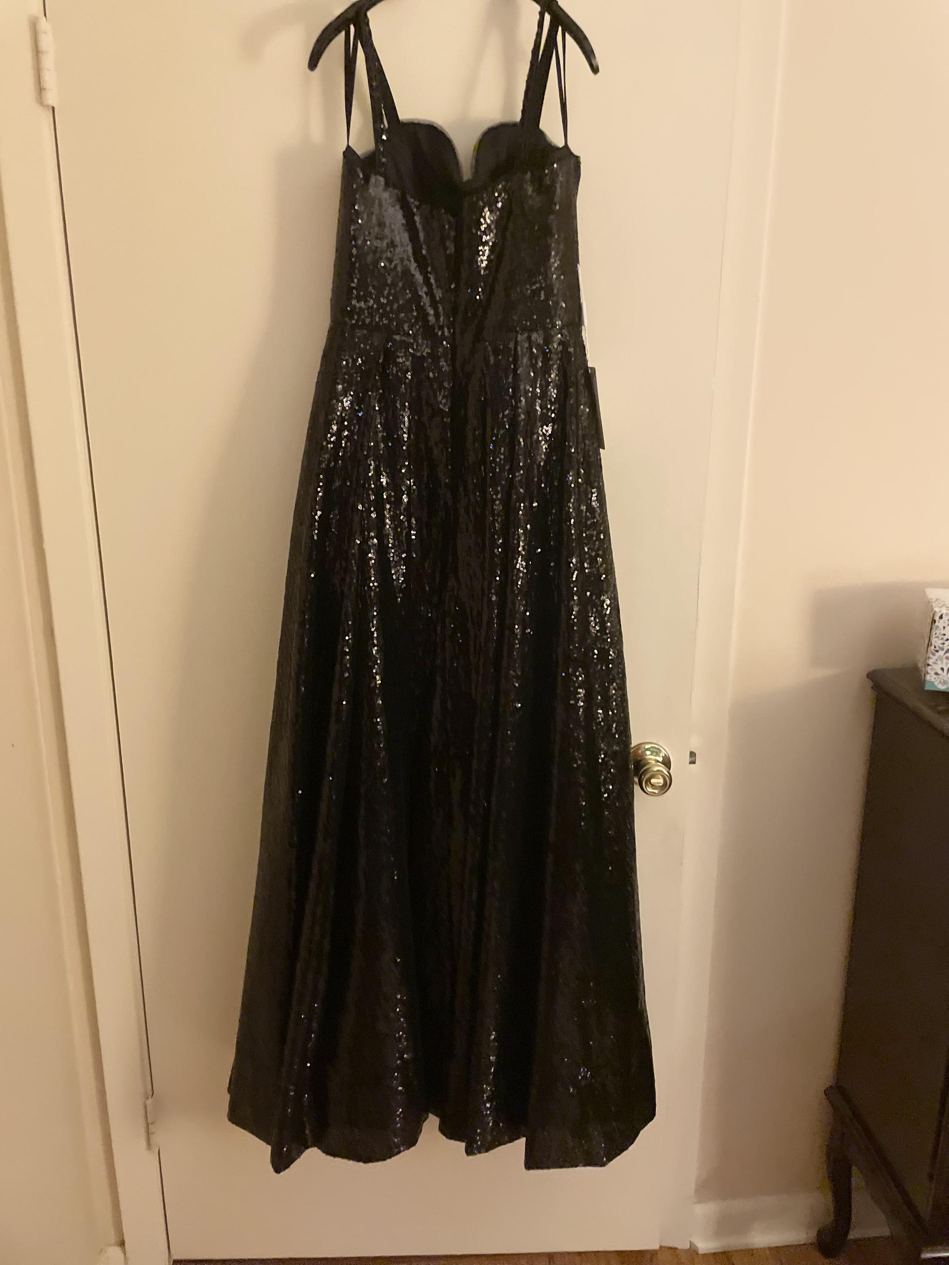 Size 8 Prom Strapless Satin Black Ball Gown on Queenly