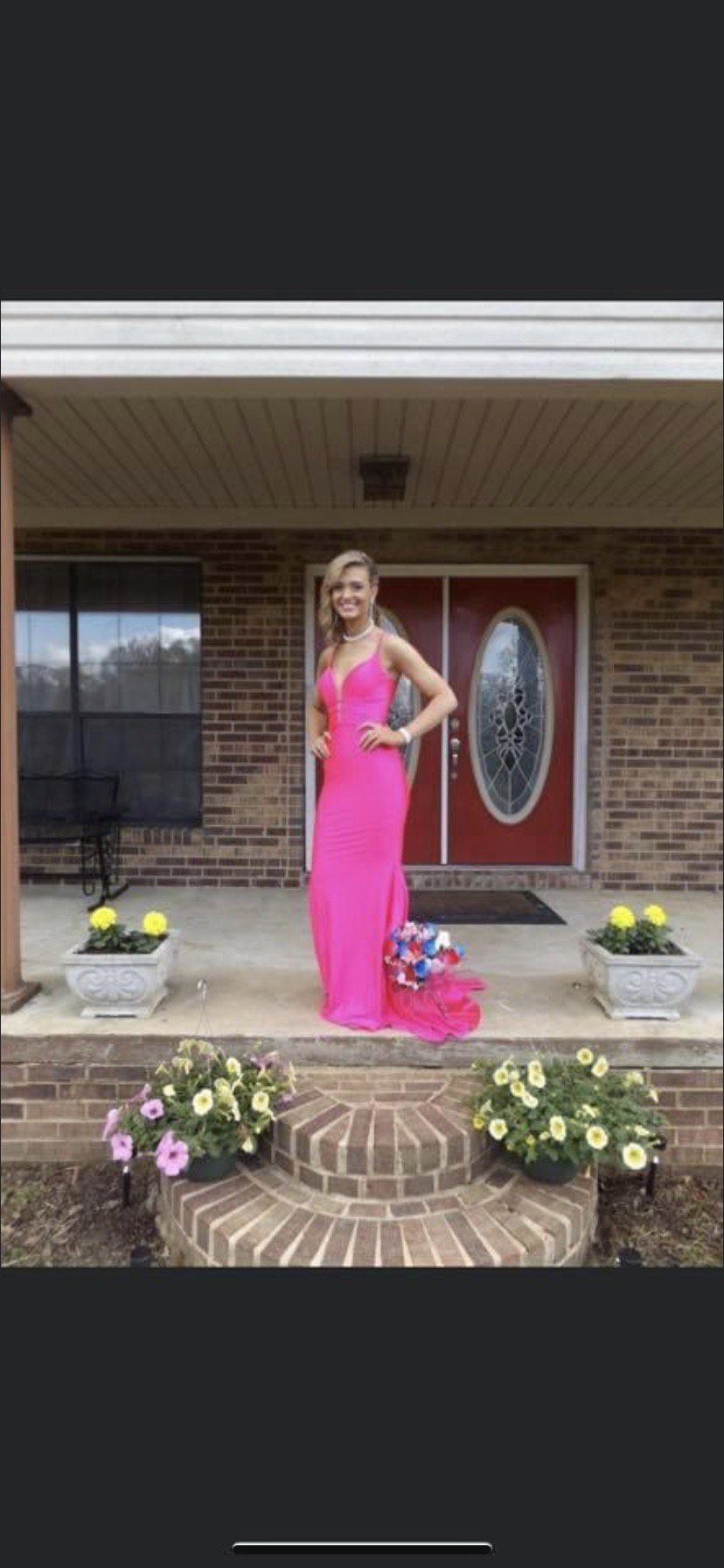Size 2 Prom Plunge Satin Hot Pink Floor Length Maxi on Queenly