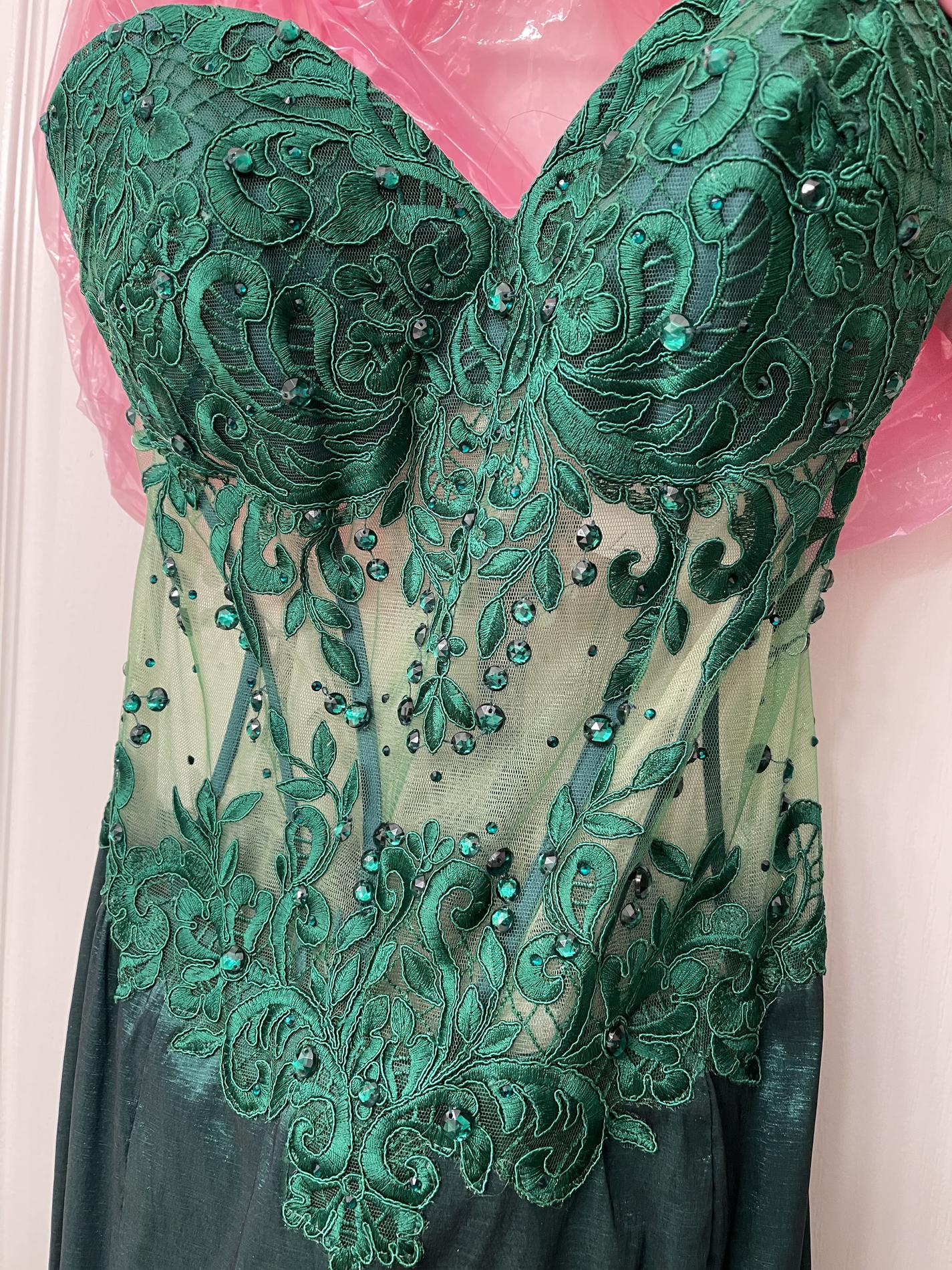 MoriLee Size 12 Pageant Strapless Sheer Green Mermaid Dress on Queenly