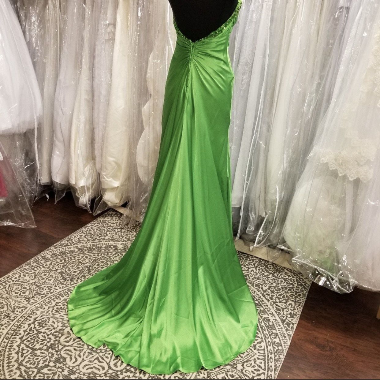 Maggie Sottero Size 2 Prom Strapless Satin Lime Green Floor Length Maxi on Queenly