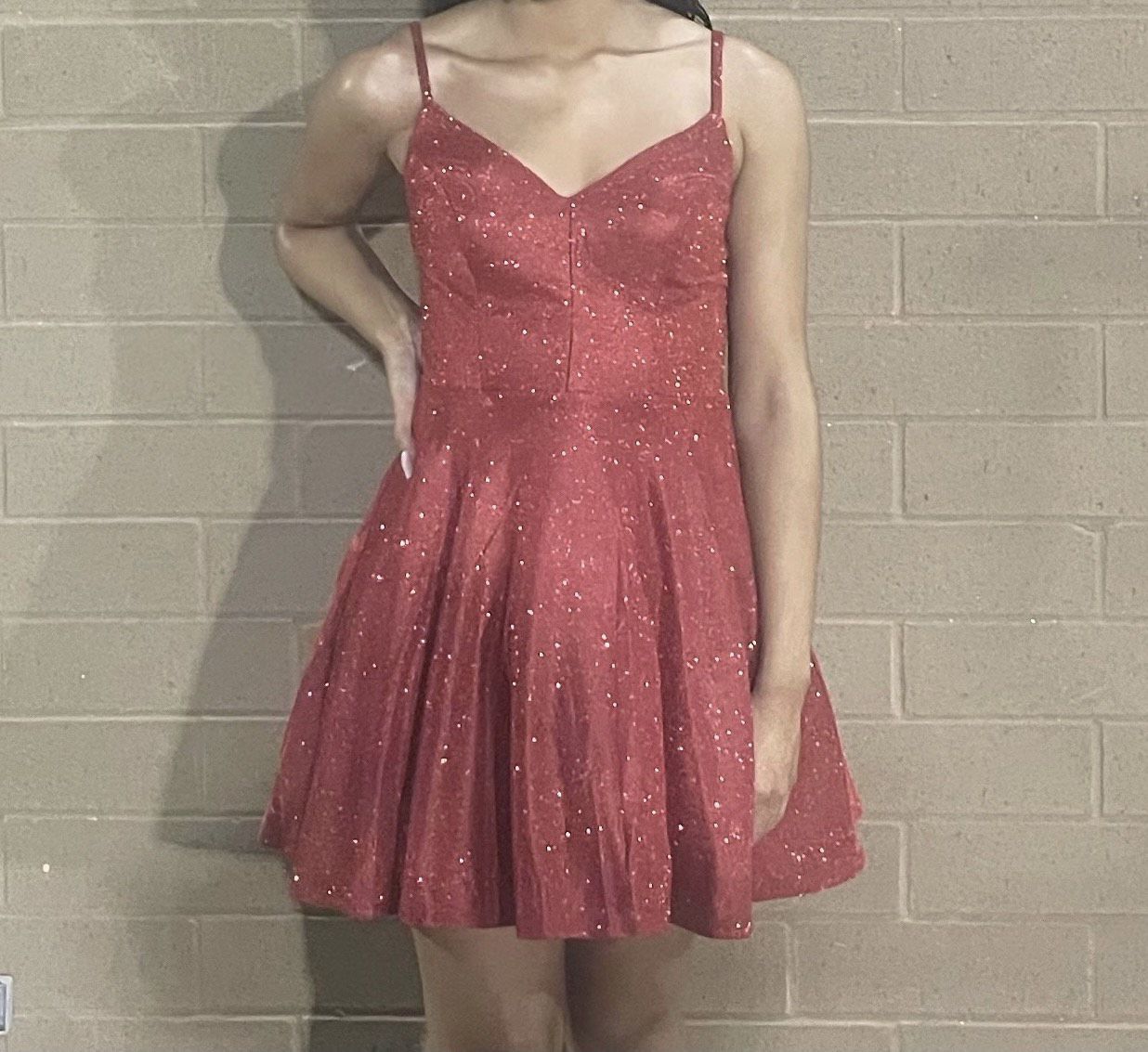 Size 4 Homecoming Halter Red A-line Dress on Queenly