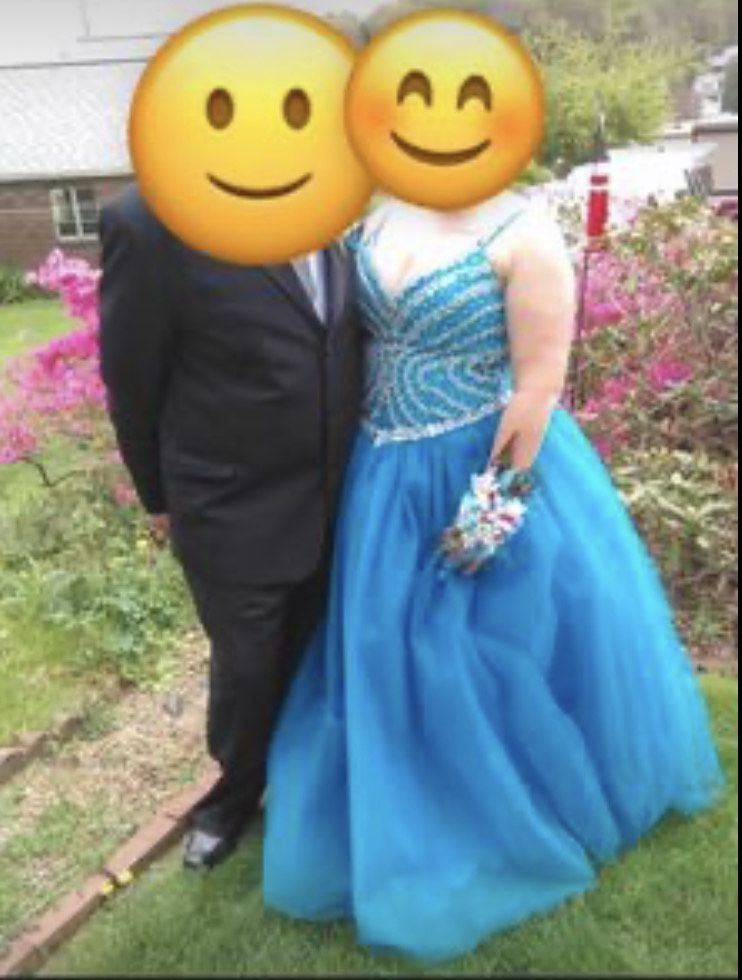Plus Size 16 Prom Sequined Turquoise Blue Ball Gown on Queenly