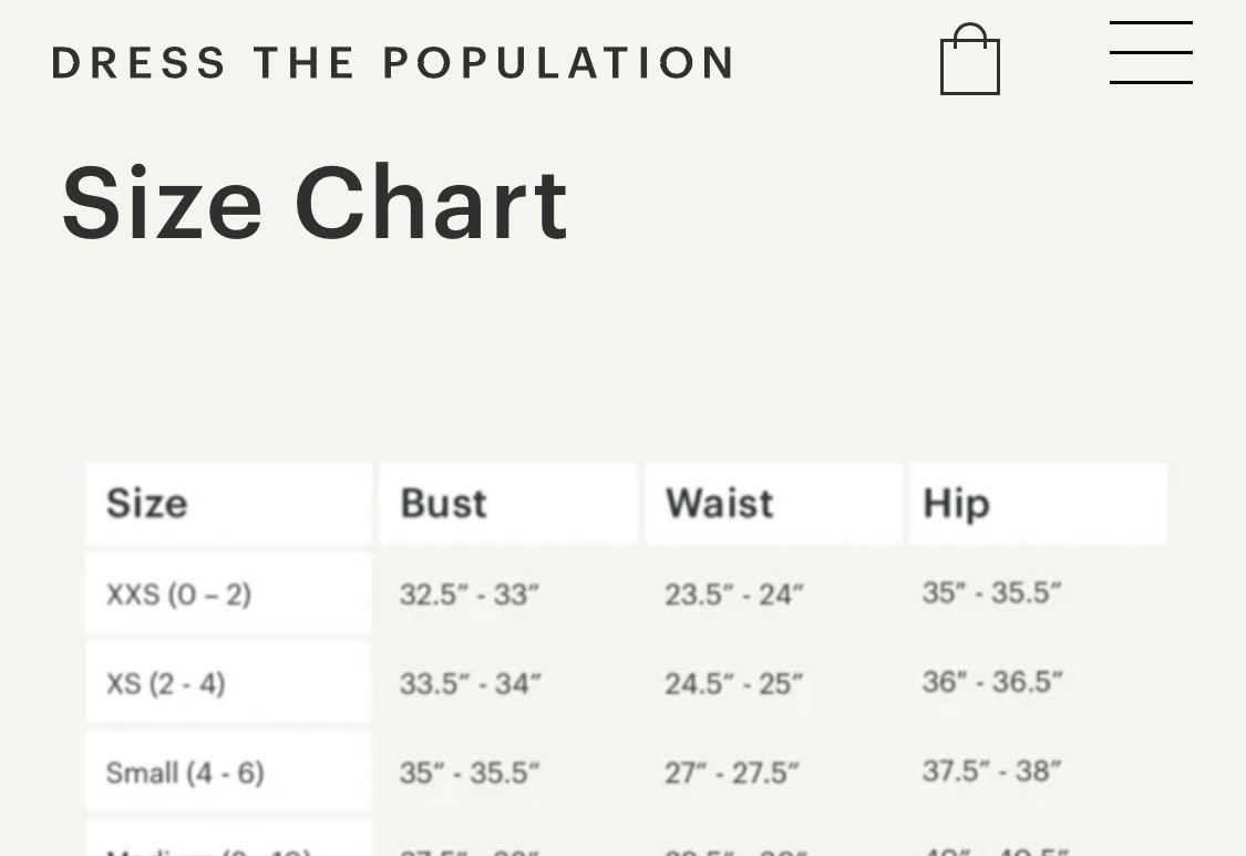 dress the population size chart