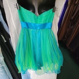 Style E40041 Josh and Jazz Size 4 Prom Turquoise Green Cocktail Dress on Queenly