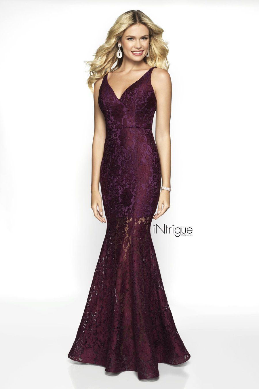 Style 531 Blush Prom Size 12 Lace Red Mermaid Dress on Queenly