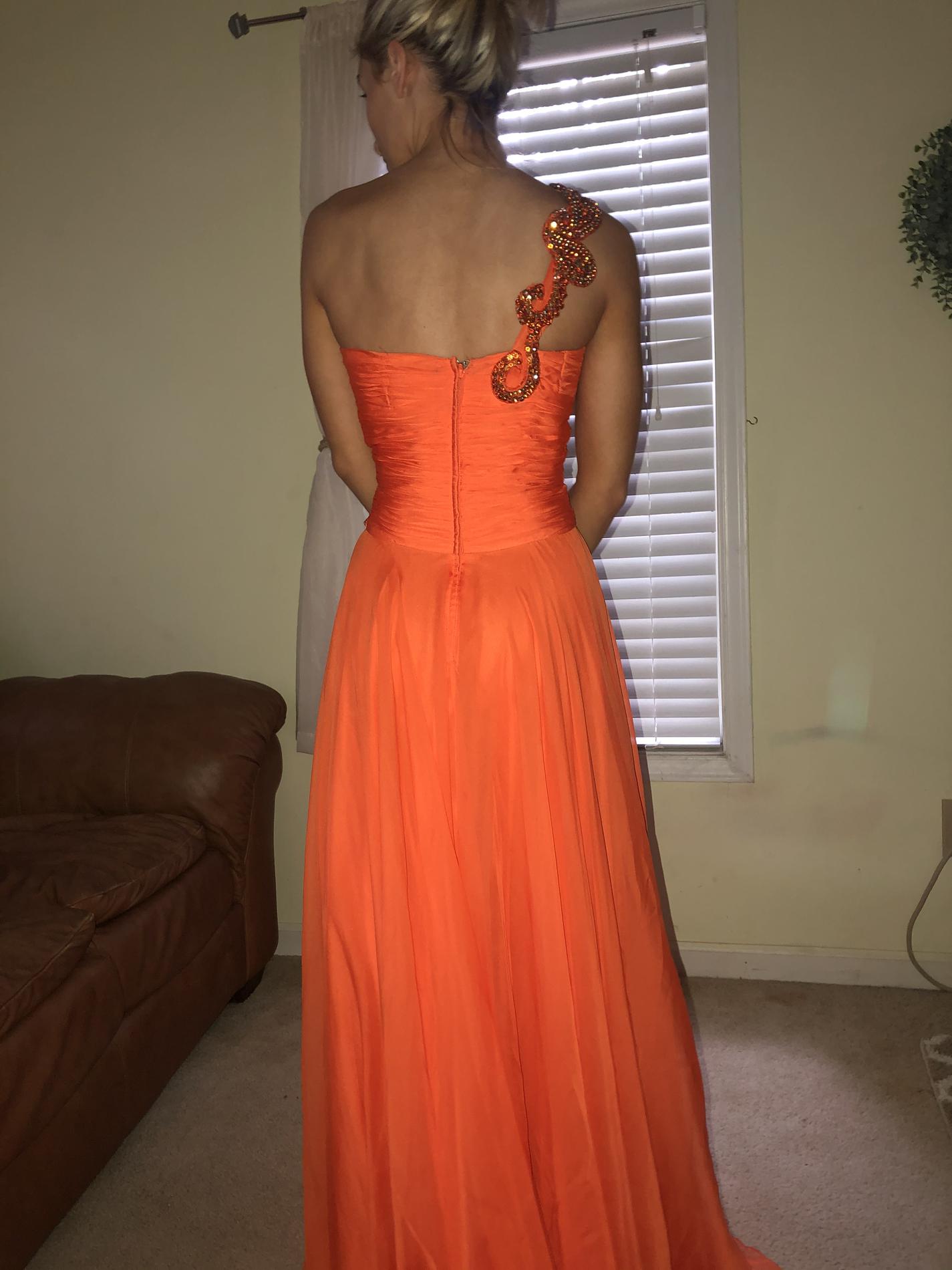 Sherri Hill Orange Size 0 Beaded Top One Shoulder Prom A-line Dress on Queenly