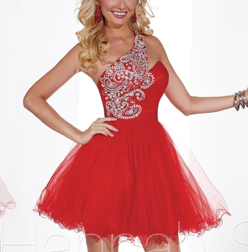 Style 27853 Hannah S Size 4 Prom Red Cocktail Dress on Queenly