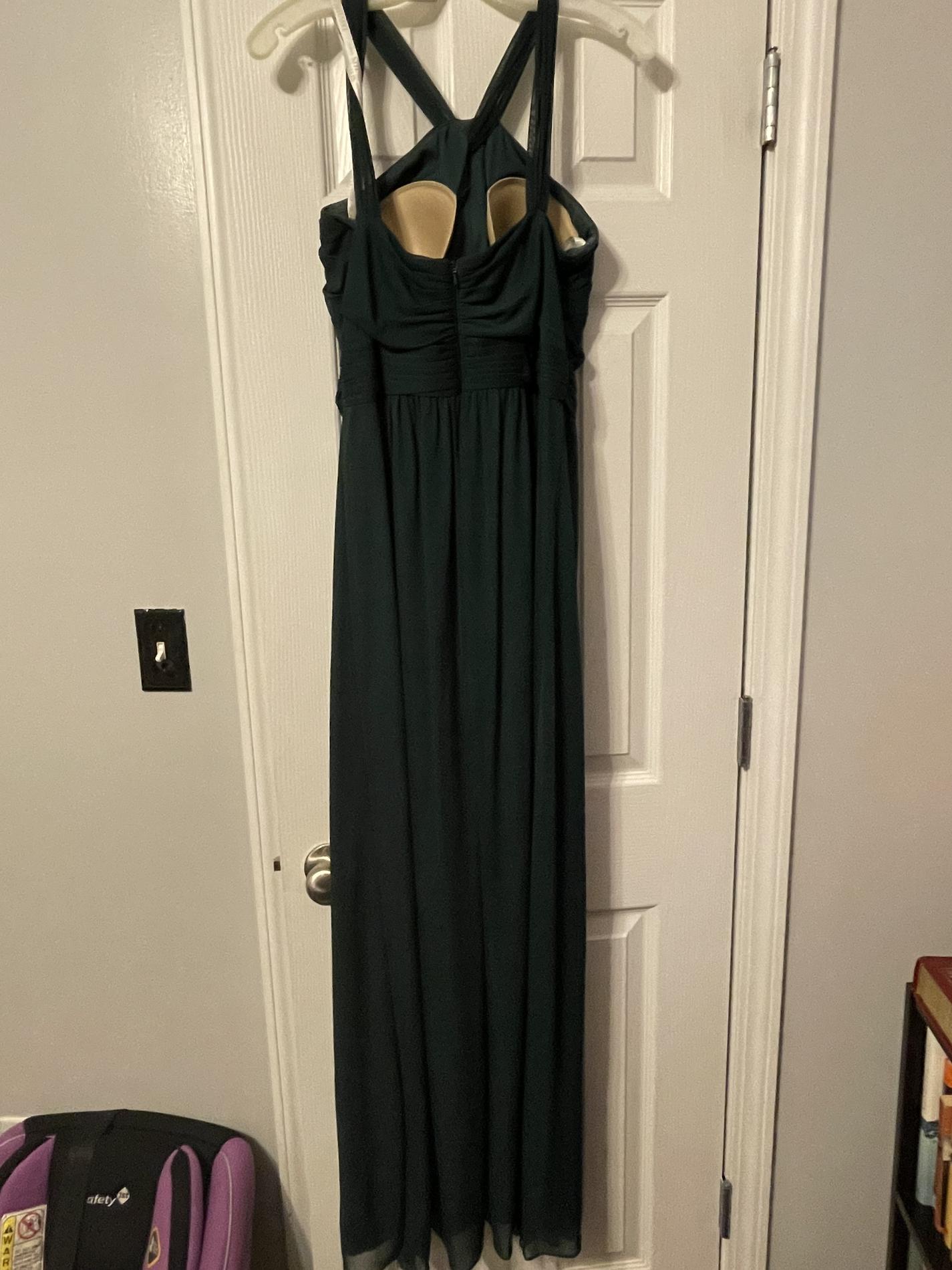 Size 10 Bridesmaid High Neck Sequined Emerald Green Floor Length Maxi on Queenly