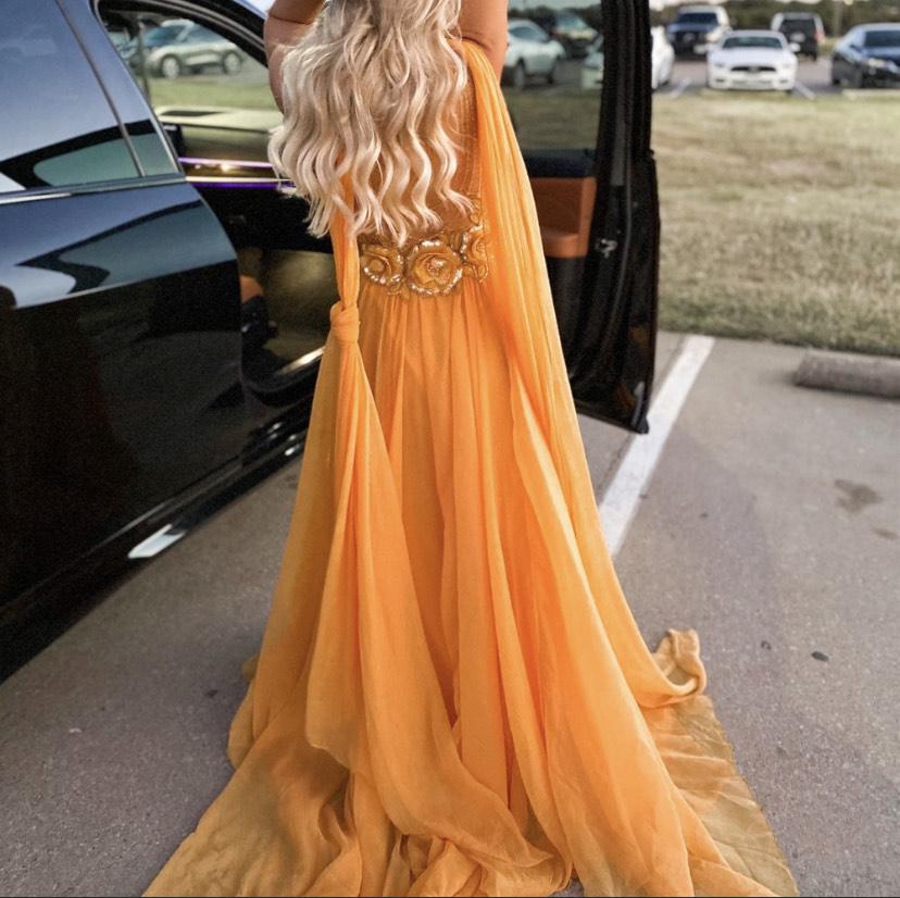 Tarik Ediz Orange Size 8 Tall Height Prom Ball gown on Queenly
