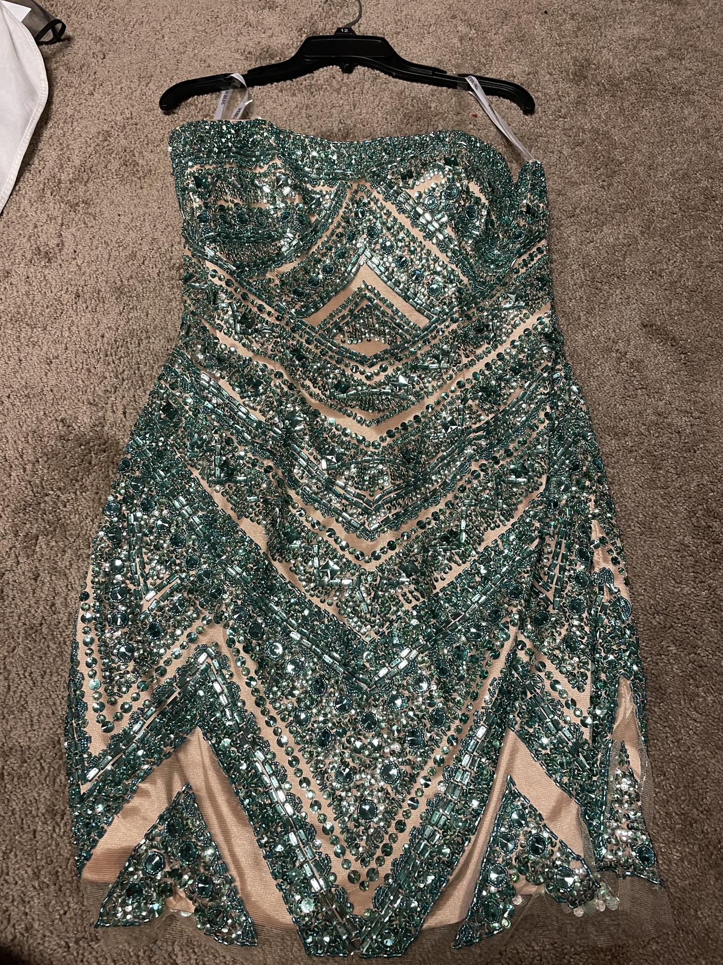 Sherri Hill Size 10 Homecoming Strapless Green Cocktail Dress on Queenly