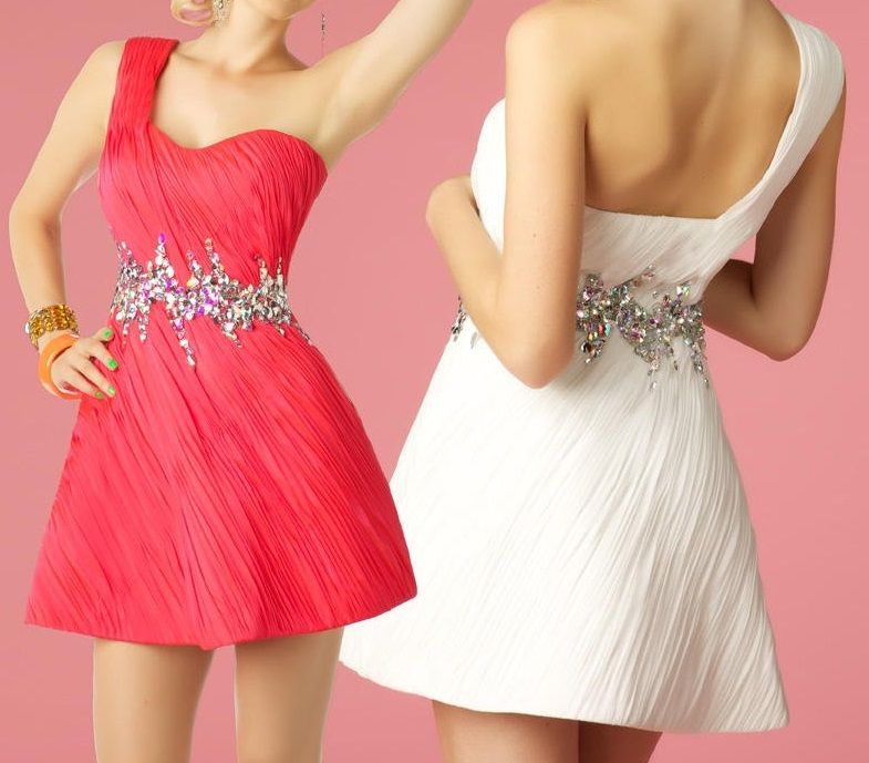 Style 7187 Mac Duggal Pink Size 4 One Shoulder Prom Cocktail Dress on Queenly