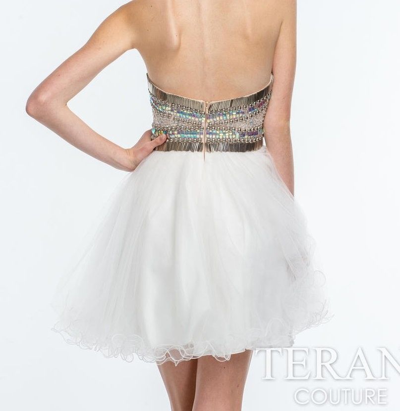 Style 151P0009 Terani Size 2 Prom Sheer White Cocktail Dress on Queenly
